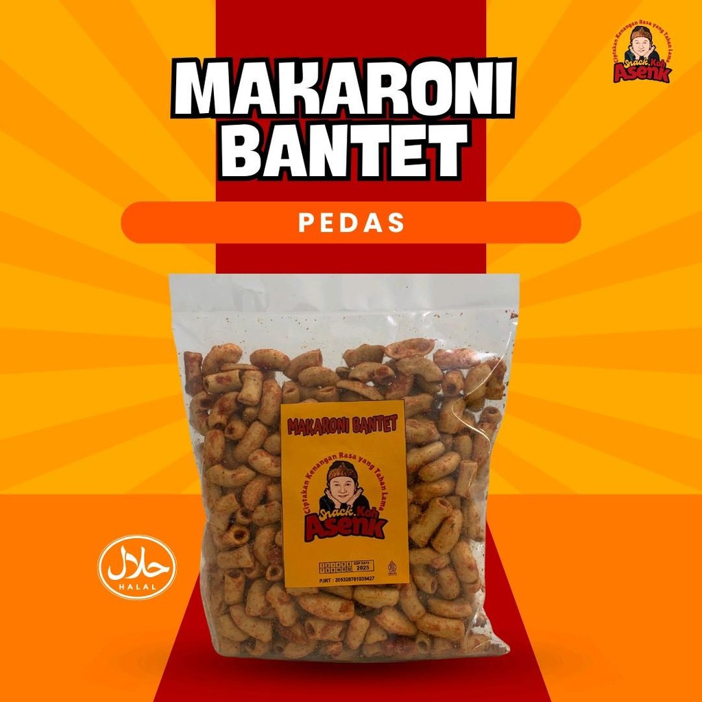 

Makaroni Bantet Pedas dan Original Gurih tidak keras kemasan 500 gram by Snack Koh Asenk