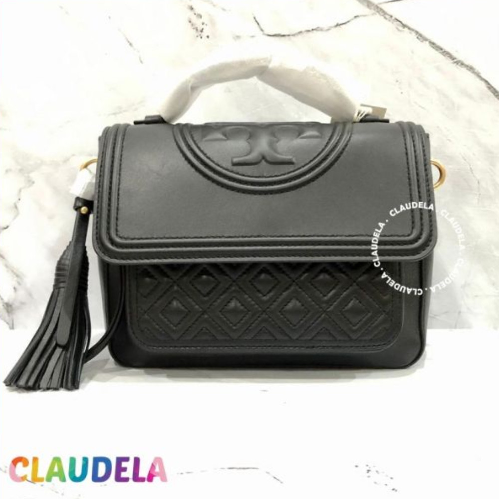 Tory Burch Fleming Top Handle Satchel in Perfect Black