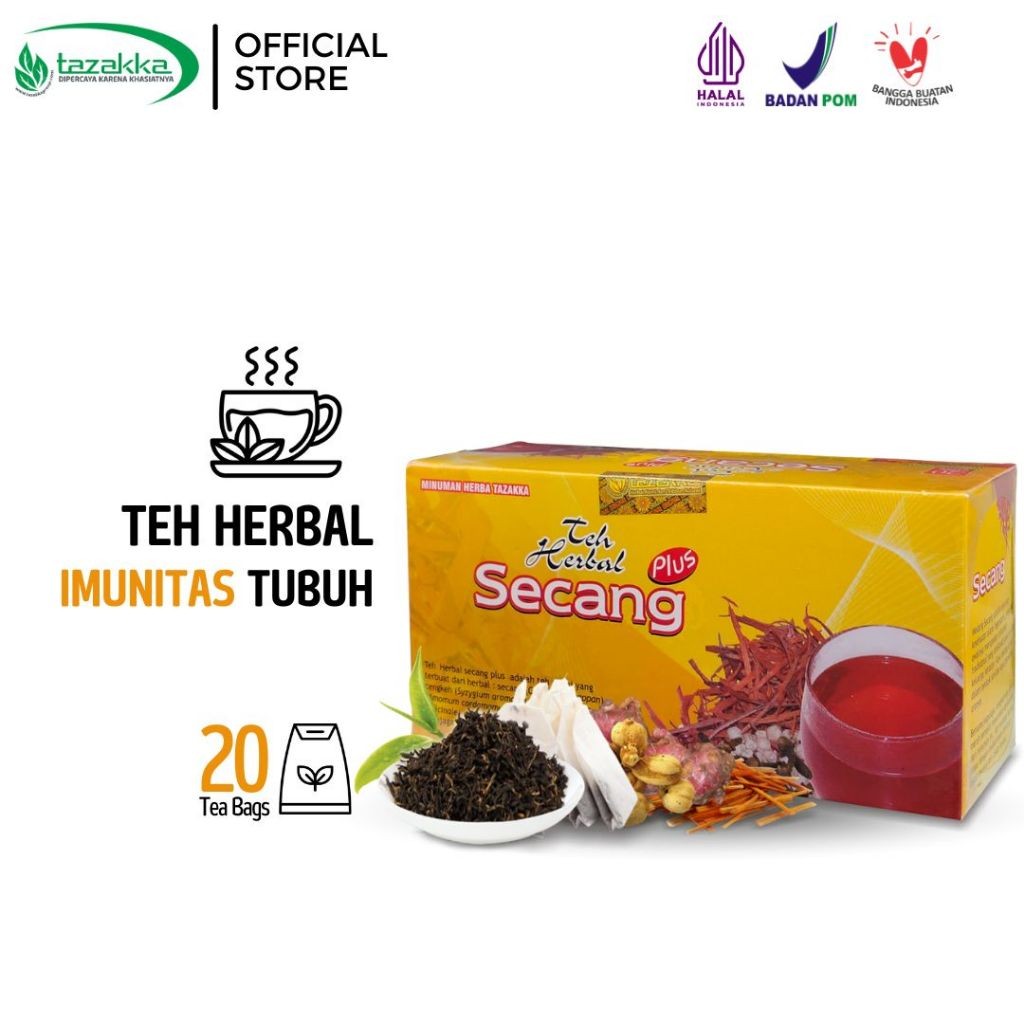 

TAZAKKA Teh Kayu Secang Plus Herbal Original Isi 20 Kantung Celup Tea Bag Minuman Kesehatan Herbal Original