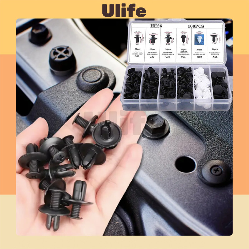 【100PCS】Klip Bumper Mobil Baut Rivet Mobil Baut Rivet Baut Rivet Mobil Rivet Screw Baut Body Mobil B