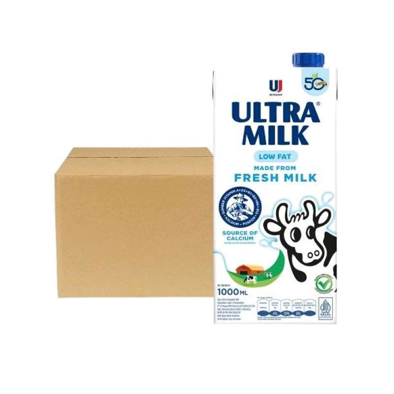 Ultra Milk Susu UHT Low Fat 1 Karton ( 12 x 1000ml )