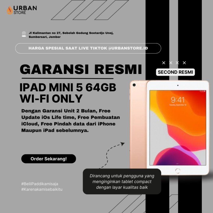 iPad Mini 5 64Gb Wifi Only- Mulus Like New - Garansi & Banyak Bonus