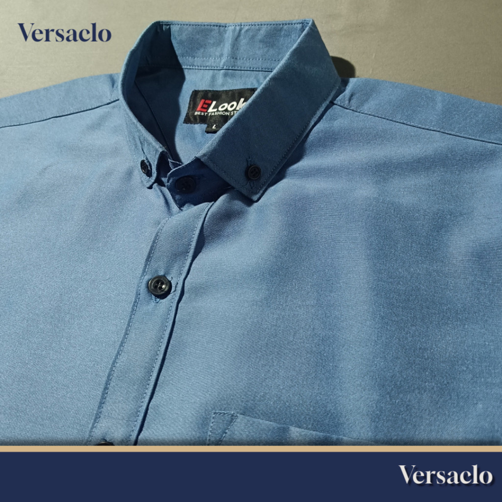 Baju Kemeja Pria Lengan Panjang Biru Denim Kerja Kantor