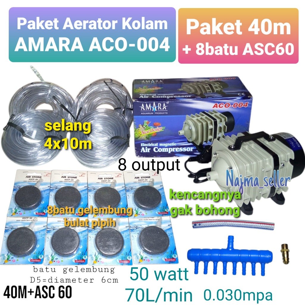 PUSAT GROSIR AQUARIUM|| Paket Aerator Kolam AMARA ACO-004. Tenaga Besar. Untuk ternak dan pemelihara