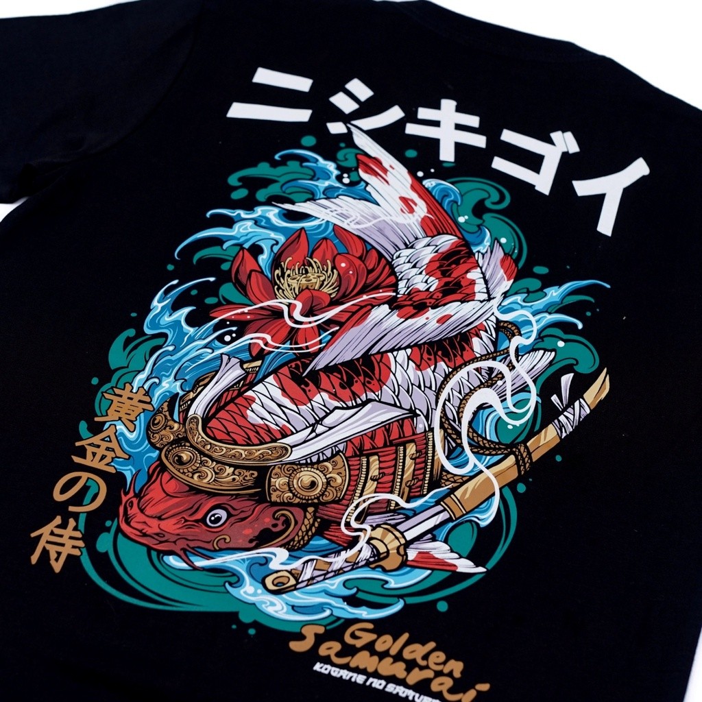 Golden Samurai Aerostreet T Shirt Hitam Kaos Cotton Combed 100% TEE