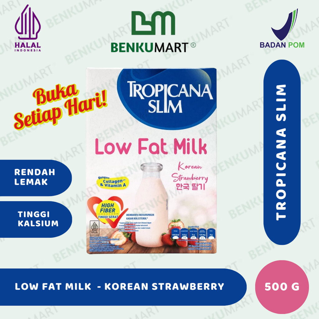 

Tropicana Slim Low Fat Milk Korean Strawberry 500 Gram – Susu Diet Dengan Kolagen