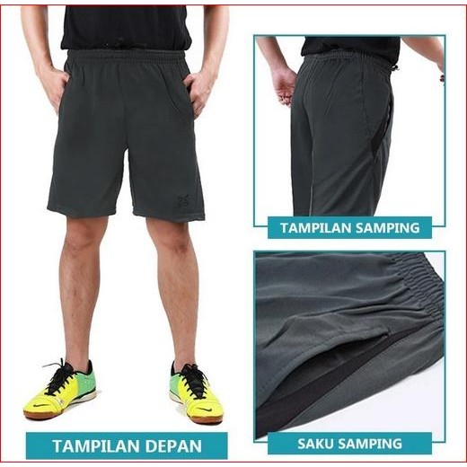 Celana Training Pendek Pria Olahraga Running ELFS ACTIVE Tali Pinggang Karet Elastis Celana Pendek S