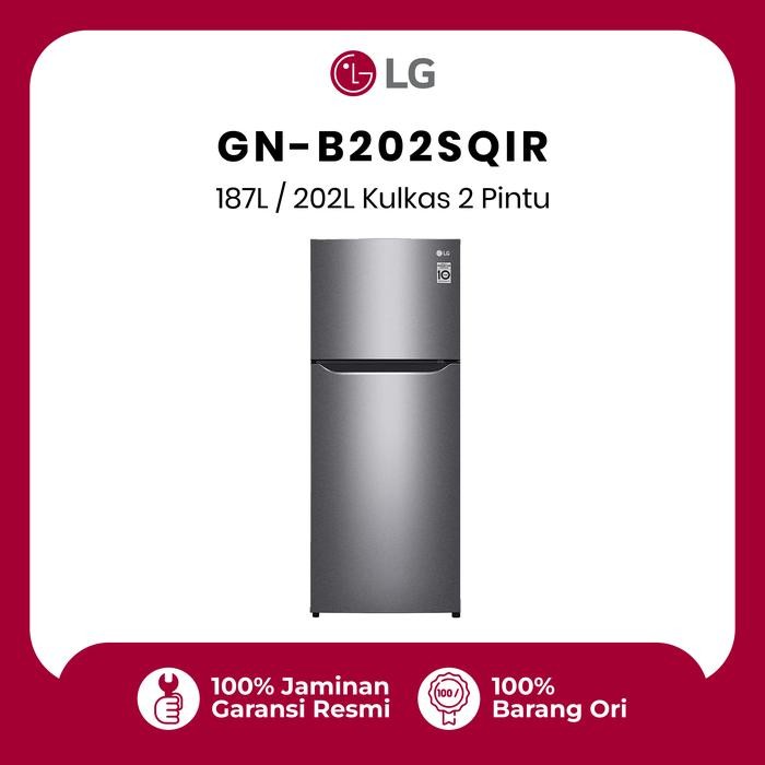 LG Kulkas 2 Pintu 187L Low Watt Tanpa Bunga Es Non Inverter Gray Metal GN B202SQIR