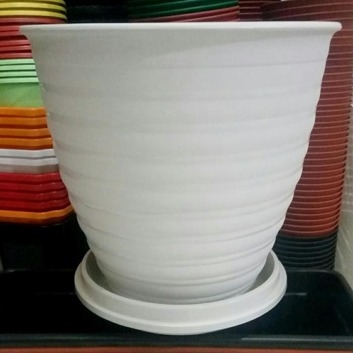 pot tawon pirus 351 PUTIH + Tatakan Bawah