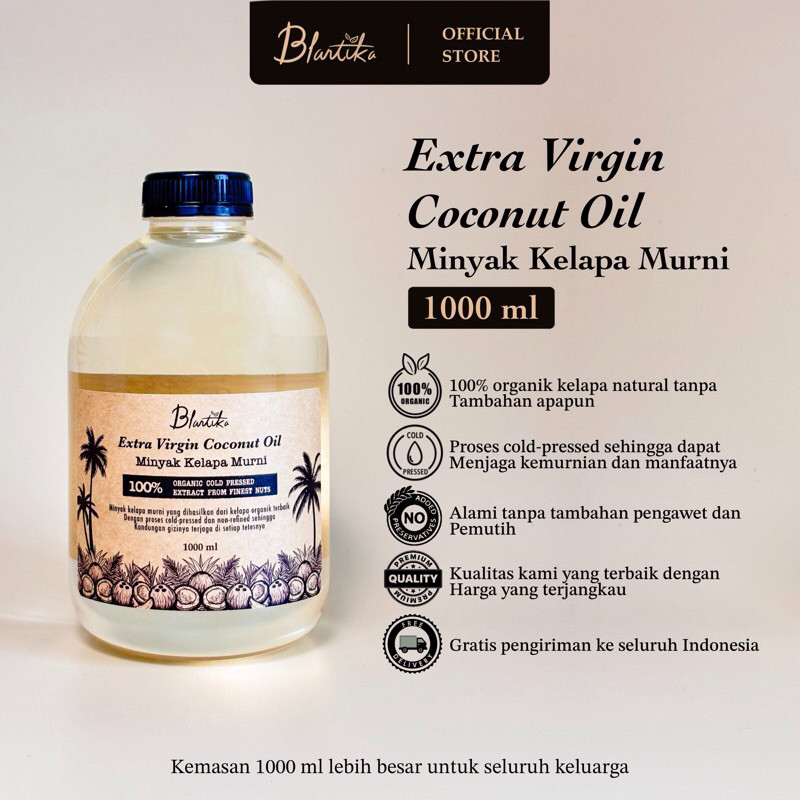 

Blantika - EVCO Extra Virgin Coconut Oil 1000 Ml / Minyak Kelapa Murni VCO 100%