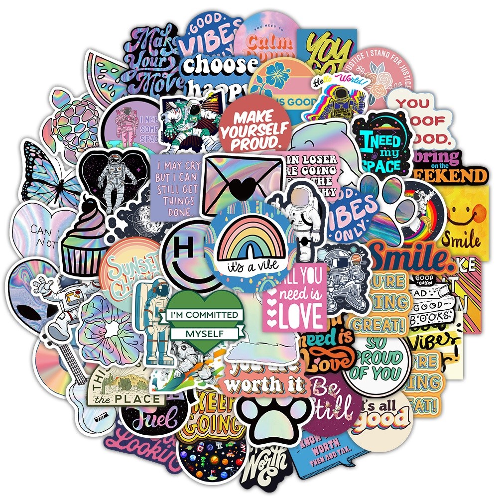 

Stiker Aesthetic Pack Stiker Lucu Perak Laser Decal Vinyl Anti Air-Sticker Buku Journal Koper Casing HP Stiker Laptop Helm Skateboard