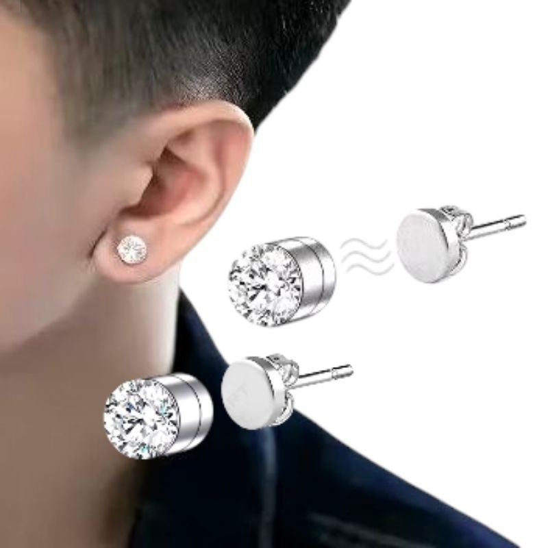 Anting magnet Permata Anting Tampa Tindik Pria dan Wanita Stainless Steel