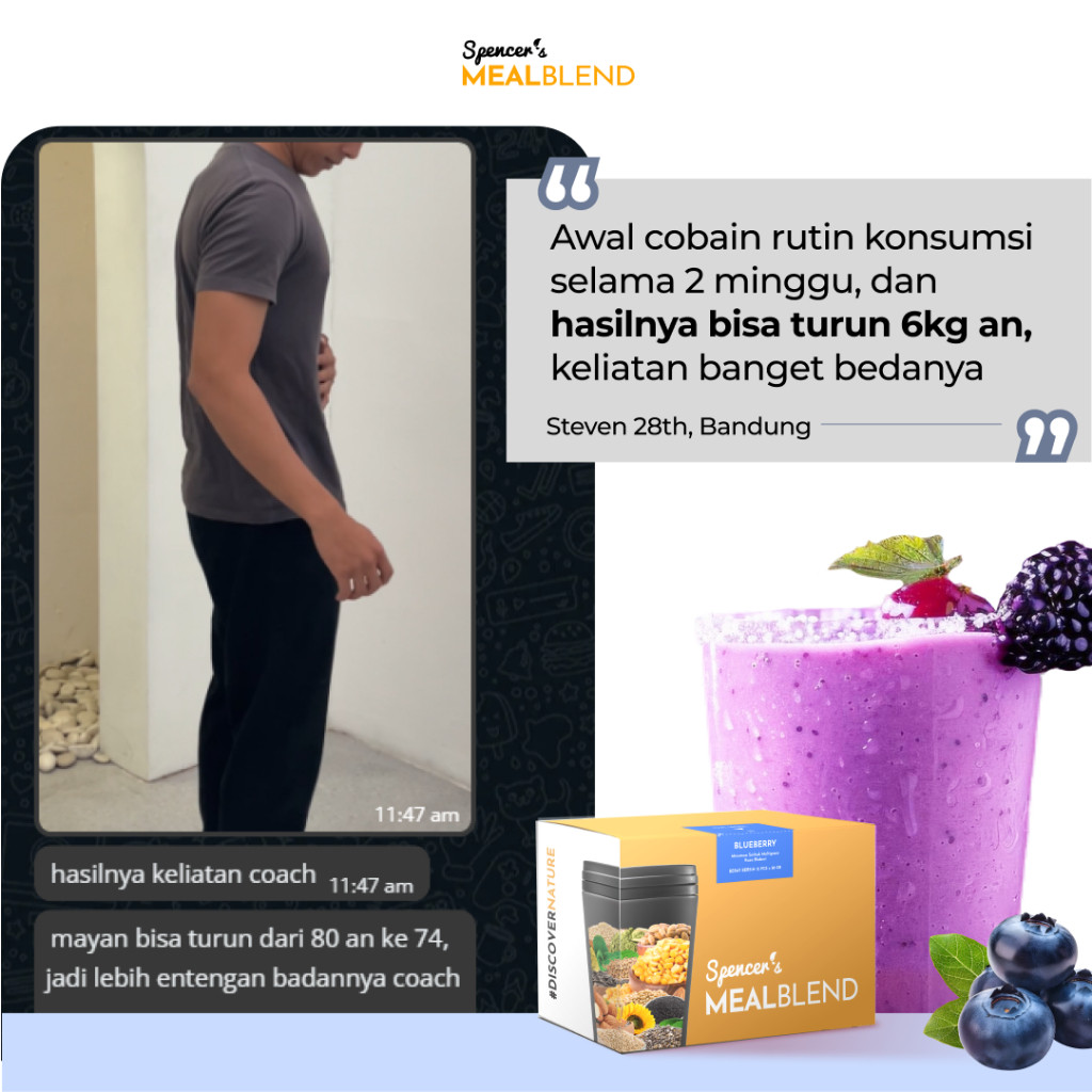 

Spencer's MealBlend - Makanan Pengganti Tinggi Protein Cutting Sehat Kurangi Perut Buncit