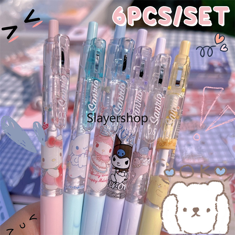 

6 PCS Pulpen gel ST 0.5mm/ Gel pen mekanik hitam