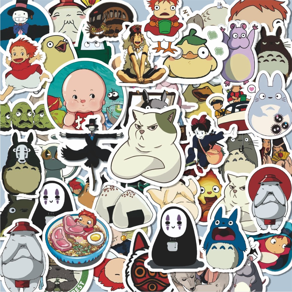 

100PCS Lucu Stiker Miyazaki Hayao Ghibli Stiker Aesthetic Stiker Anti Air Stikers Berperekat Waterproof sticker decal buat Motor Helm Buku Journal Koper Casing HP Laptop Botol Minum Hadiah anak