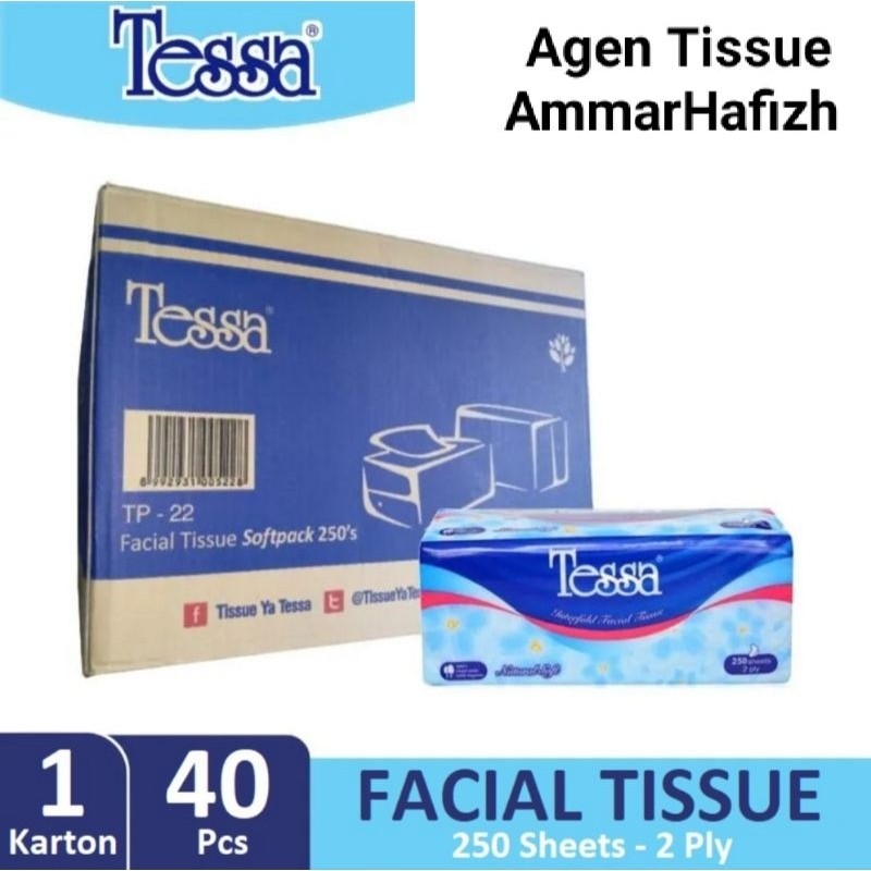 Tisu Tessa 250 Sheet / 2 Ply, Tissue Facial (1 Karton - 40 Pcs)