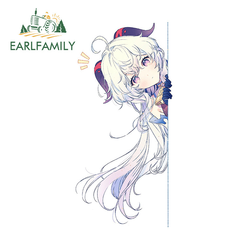 

EARLFAMILY Genshin Impact Ganyu Peek Car Stickers Sunscreen Vinyl Cartoon Decals Scratch-Proof Laptop Creative Accesorios