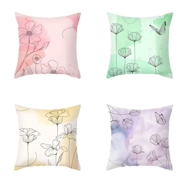 1set 4pc Sarung Bantal Sofa Aesthetic Uk 45 x 45cm Bahan Premium /Sarung Bantal Sofa 1set 4pc - Set-