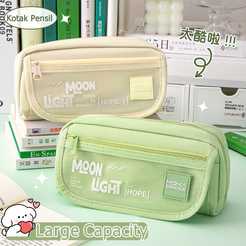 

Kotak Pensil Aesthetic Tas PenaTempat Pensil MOONLIGHT Pencil Case Tempat Alat Tulis Kapasitas Besar Pen Bag Pouch Holder Lucu