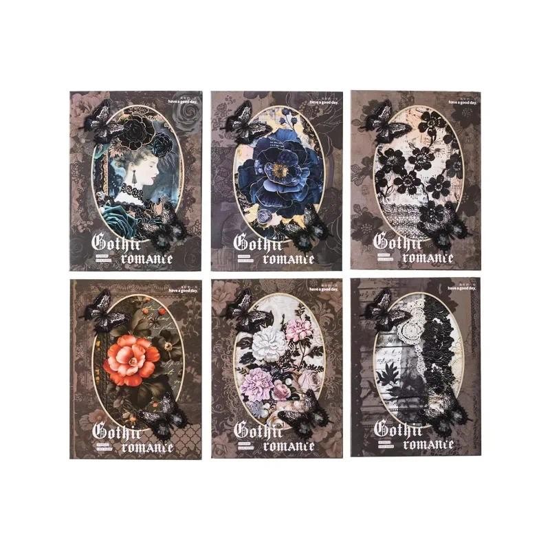 

10Pcs Pack Material Paper Gothic Romance Lace Hollow Handbook Notebooks Supplies Writing Pads Scrapbook cut 172*115mm