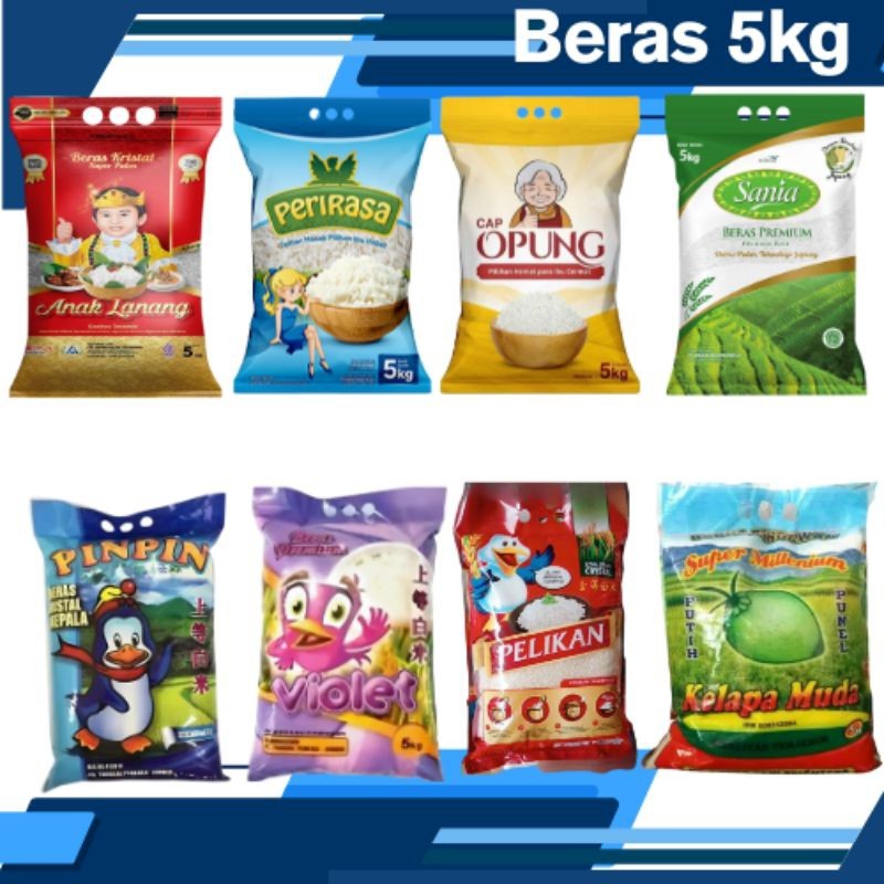 

Beras 5Kg [ Pinpin, Opung, Perirasa, Pelikan, Kelapa Muda, Violet, Anak Lanang, Dll ]