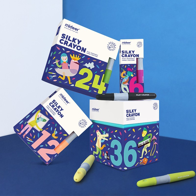 

Mideer Silky Crayon 12 Pcs/24 Pcs mainan edukasi anak alat tulis gambar mewarnai