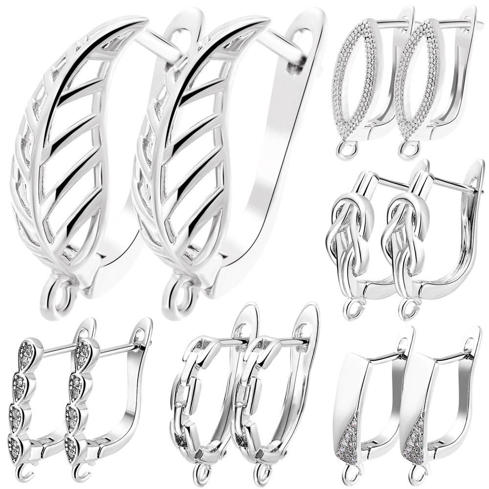 

Juya 2 4 Pcs/Lot DIY Anti-Allergy 18K Gold Silver Plated Schwenzy Fastener Ear Wire Hooks Women Earrings Accessories Supplies