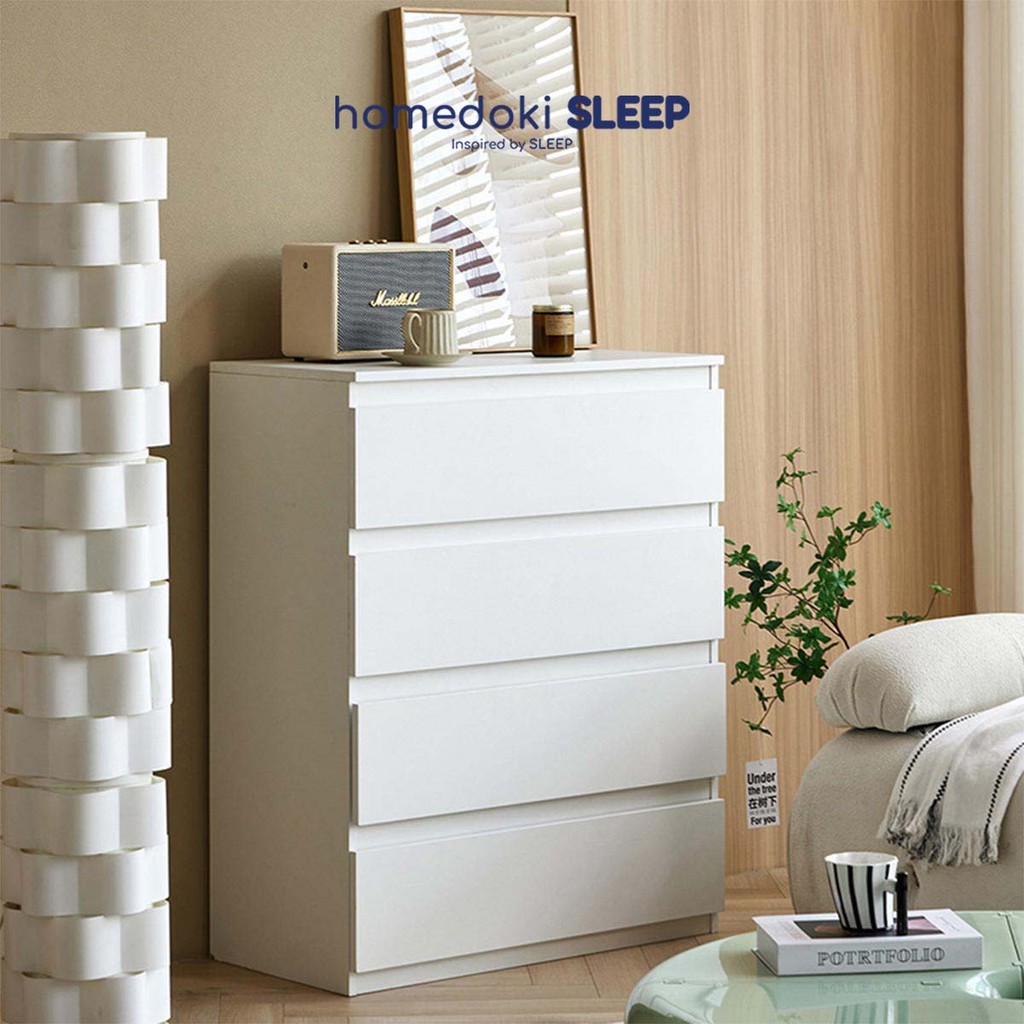 Homedoki Lemari Laci / Lemari Baju Minimalis / Lemari Serbaguna / Lemari Susun Kayu / Lemari Putih M