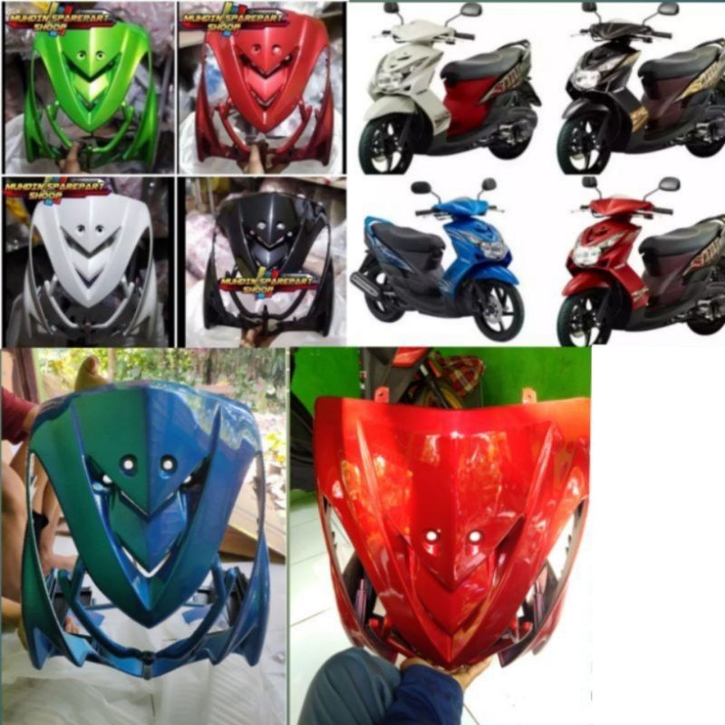 Cover tameng body lampu depan mio soul lama karbu warna hitam, putih, biru, hijau, merah