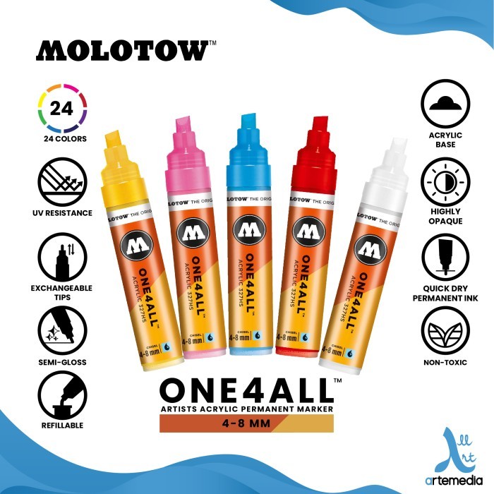 

[New Arrival] Spidol Permanen Warna Molotow One4All 4-8mm Acrylic Paint Marker - SIGNAL BLACK