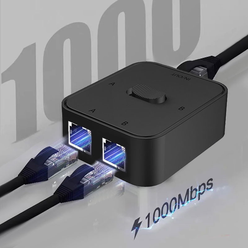 2 Port 1000Mbps Gigabit Network Switch 1 In 2 Out RJ45 Switch Network Adapter RJ45 Splitter Cable Ex