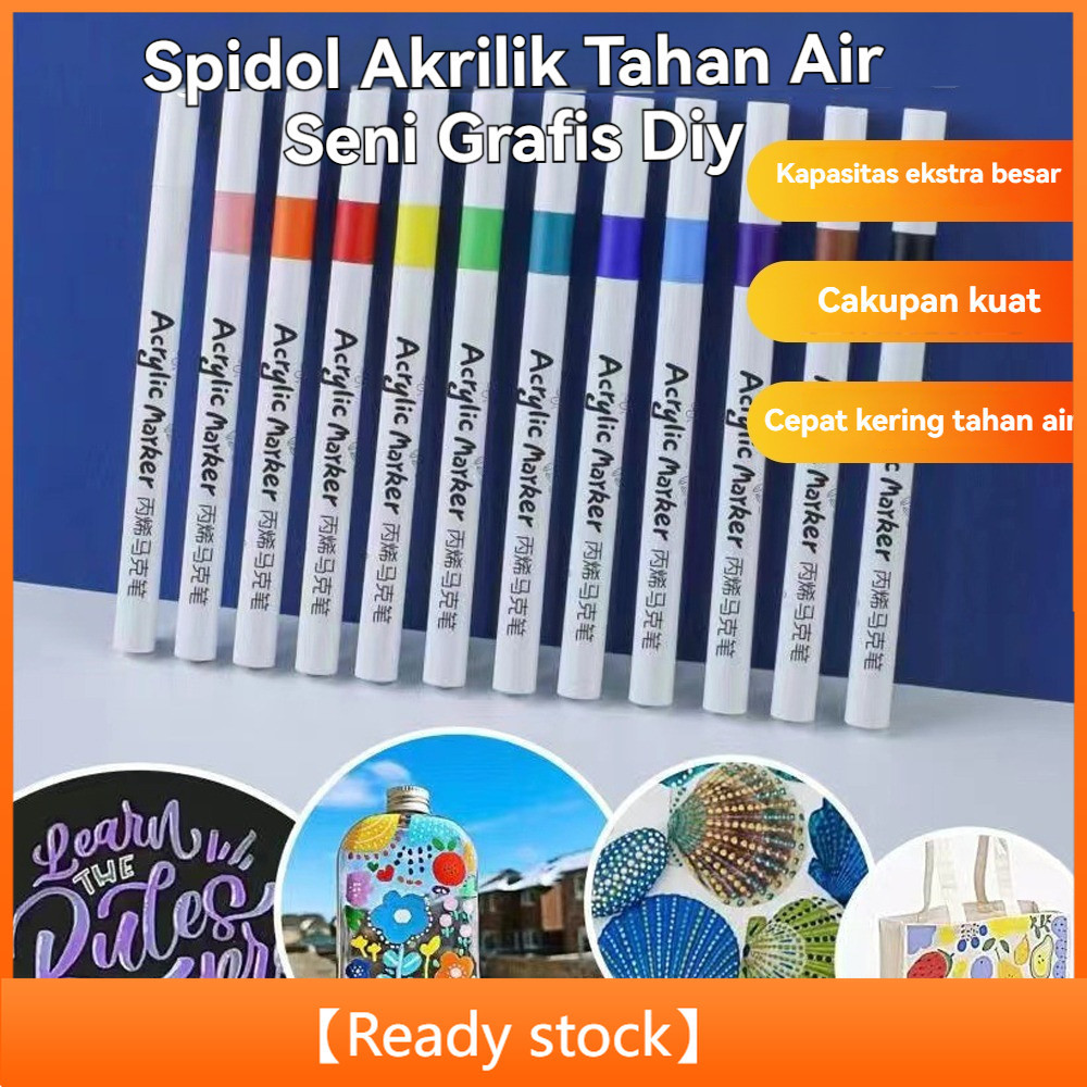 

Recommend Spidol Akrilik Set Spidol Warna 48/60 Spidol Warna Siswa seni lukis diy tahan air pena warna cepat kering Aman untuk Anak-anak