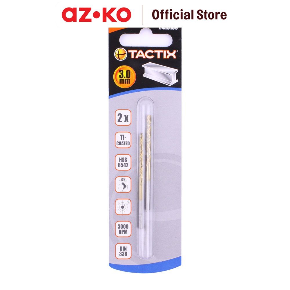 AZKO Tactix Set Mata Bor Metal Hss 3mm 2 Pcs Drill Tools Drill Hole Bit Alat Perkakas Perlengkapan T