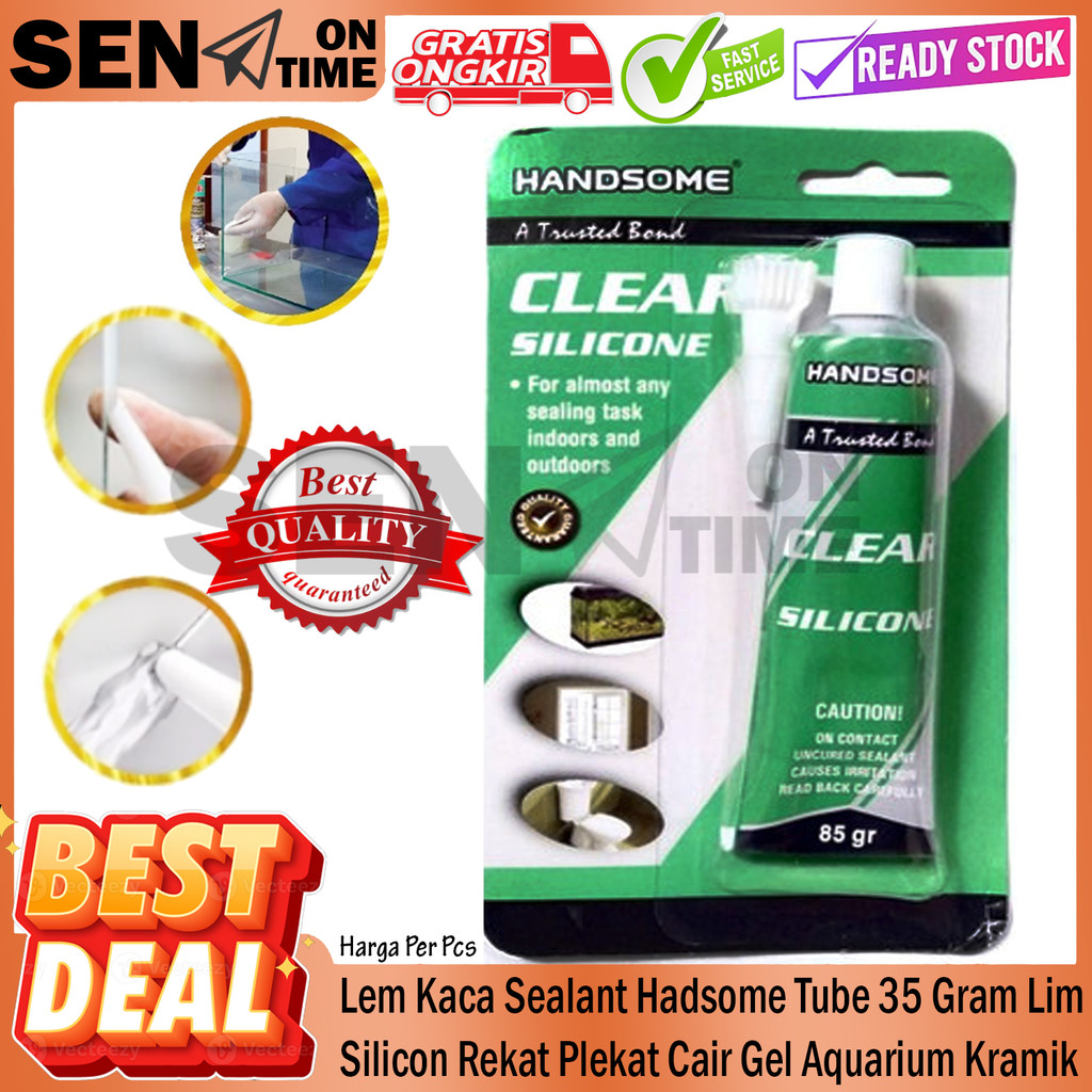 Handsome Lem Kaca Pelengket Clear Elgladio Gel Tube Prekat Aquarium 35 Sealant Plastic Rekat Plekat 