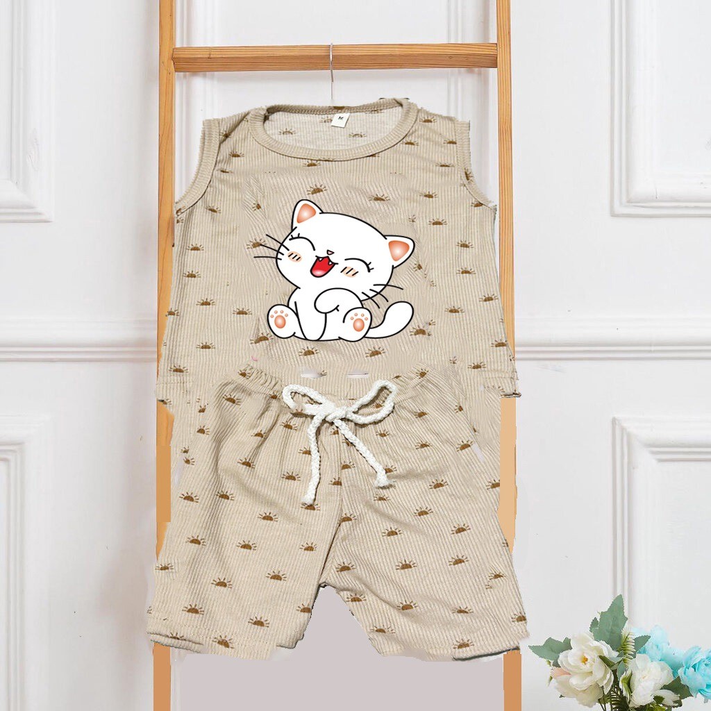 ALESHA - SINGLET ANAK MILANO MOTIF TERBARU / SETELAN ANAK MILANO CUTE CAT DTF