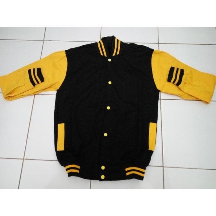 SALE -Jaket Baseball Varsity Hitam Kuning - L