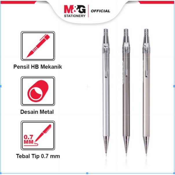 

M&G BARU Isi Pensil HB Refill & Pensil mekanik besi 0.7mm dan 0.5mm 3 warna fashion