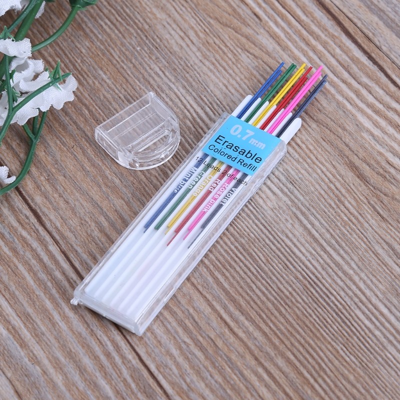 

1 Box 0.7mm Colored Mechanical Pencil Refill Erasable Student Stationary