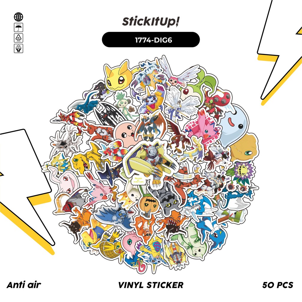 

COD 50 Pcs Stiker ANIME SERIES DIGIMON CHARACTER MIX 06 Lucu Anti Air Untuk Dekorasi Notebook Sepeda Skateboard Handphone DIY