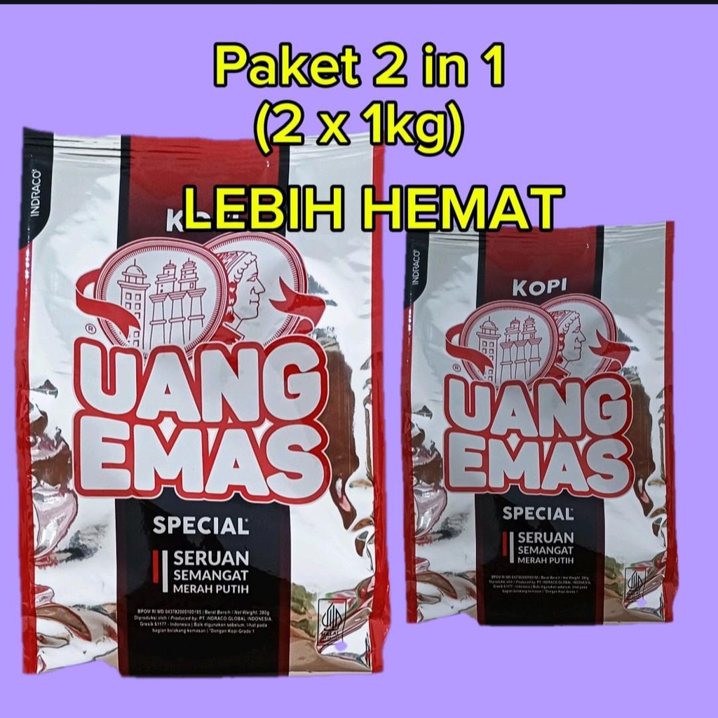 

Kopi bubuk Uang Emas (2× 1kg) Harum Aromanya Mantap rasa kopinya Ekonomis Harganya cocok unt Warung dan UMKM dan Penikmat Kopi sejati