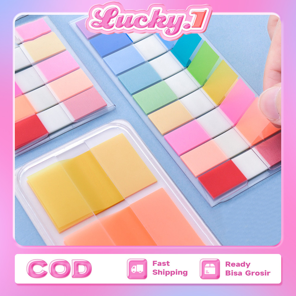 

100 Lembar Sticky Note Warna Neon Notebook Divider Sticky Note / Index Sticker PET Pembatas Penanda Transparan Catatan Buku Morandi Artopia Annotation