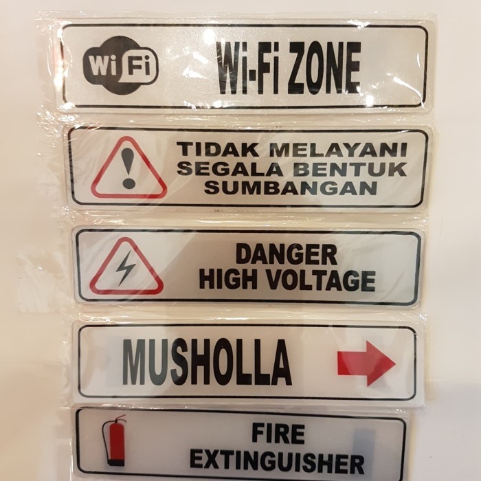 

SIGN K3 SAFETY AKRILIK WIFI/SUMBANGAN/FIRE/MUSHOLA/VOLTAGE 4.5X9.5CM