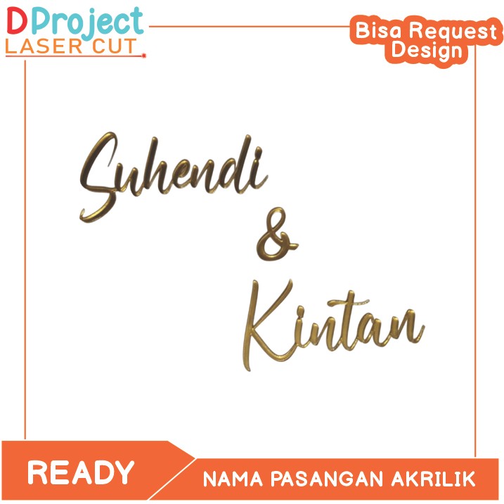 sepasang NAMA AKRILIK CUTTING LETTER / akrilik dekorasi mahar rustic nama mahar craft