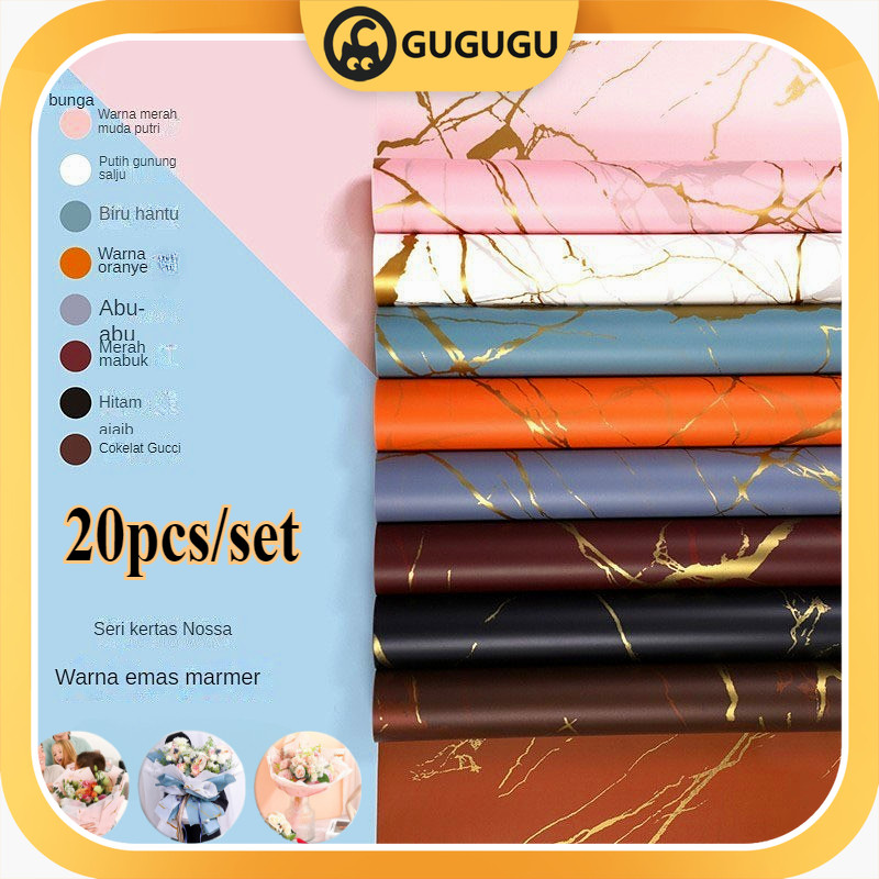 

【Ready】20 LEMBAR Kertas Buket Gold Marble Marmer Cellophane Flower Wrapping Paper Florist/Kertas Buket Korea Bunga Flower