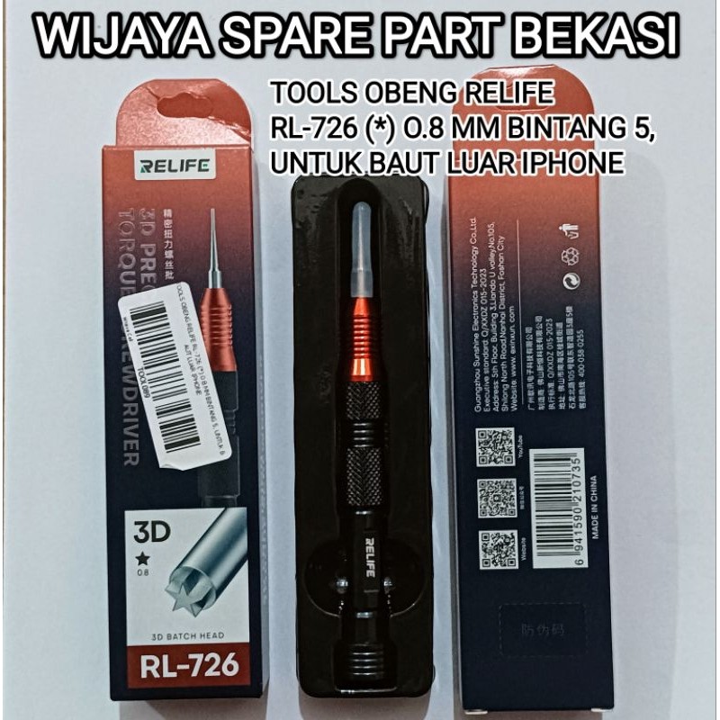 TOOLS OBENG RELIFE RL-726 (*) 0.8MM BINTANG 5,UNTUK BAUT  LUAR IPHONE
