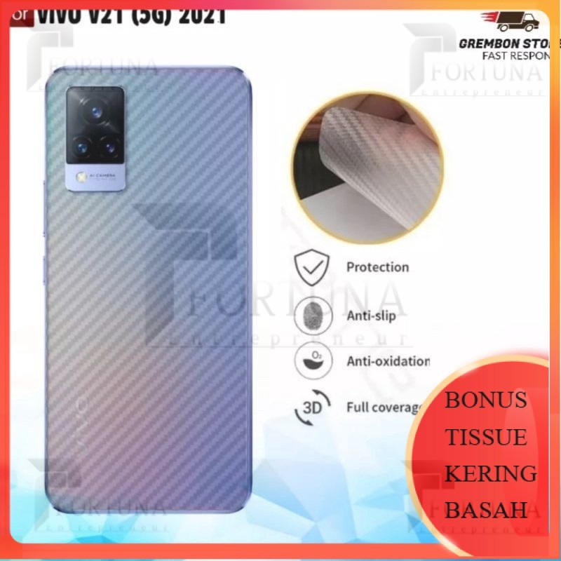 [ FORTUNA ] GARSKIN SKIN KARBON VIVO V21 4G / VIVO V21 5G