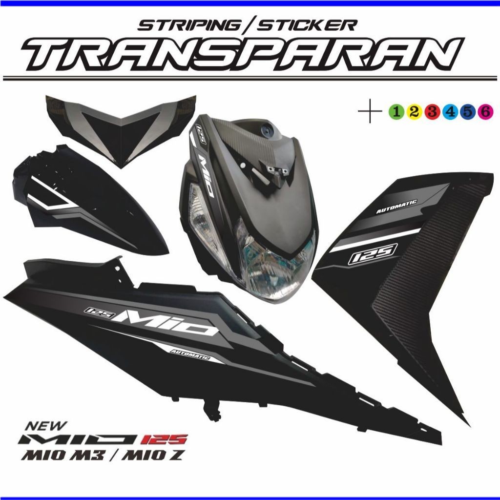 STRIPING TRANSPARAN MIO M3 STICKER MOTOR MIO M3 MOTIF TERBARU TRANSPARAN
