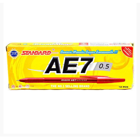 TERBARU Pulpen Standard AE7-1 pack isi 12 pcs - Merah