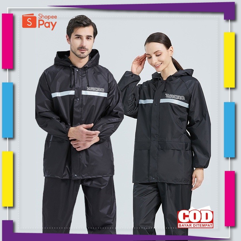 [PREMIUM BAHAN TEBAL] ZACRO jas hujan/Tebal Anti Angin Oxford Cloth desain karet gelang jas hujan de