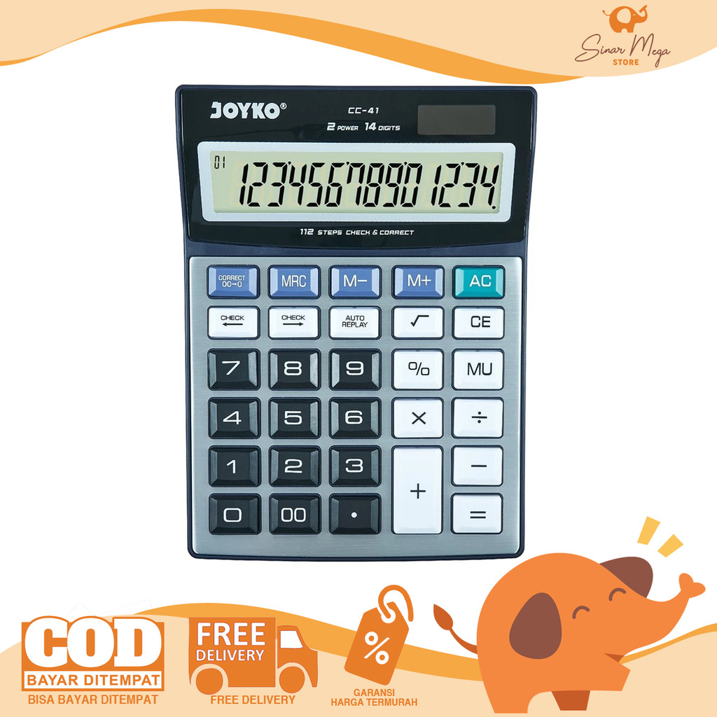 

Joyko Calculator CC-41 Big Display - Kalkulator 14 Digit Ukuran Besar Check & Correct Murah